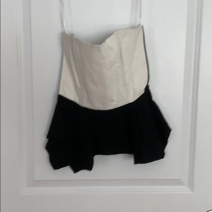 Olivaceous Corset Peplum Top in Black & Off White Leather